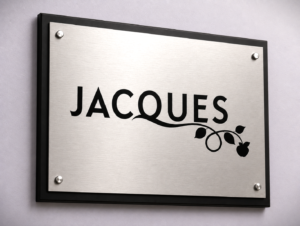 Custom engraved brass plaque for London office.