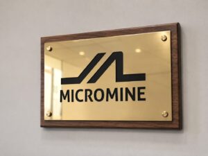 Custom engraved brass plaque for London office.
