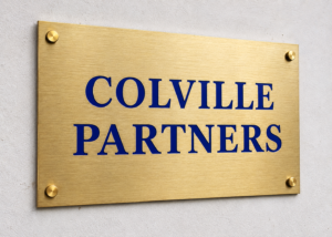 Custom engraved brass plaque for London office.