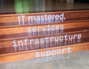 Custom vinyl graphic for Croydon stairs by Premium Signs.