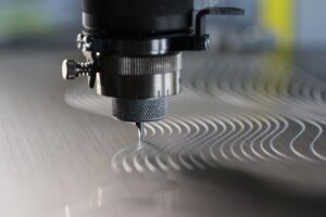a machine engraving a label